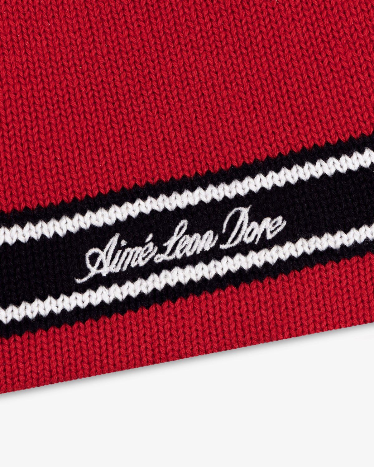 Aimé Leon Dore Equestrian red Stripe Knit Beanie Headwear