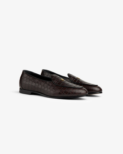 Aimé Leon Dore Espresso Croc-Embossed Crest Salóni Loafer Footwear