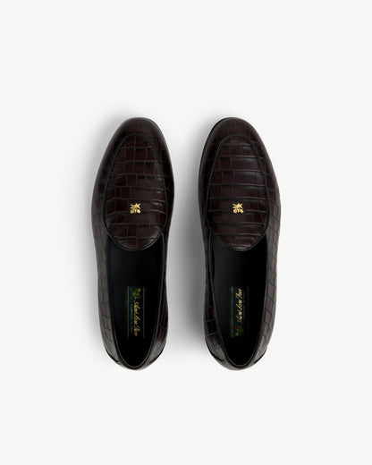 Aimé Leon Dore Espresso Croc-Embossed Crest Salóni Loafer Footwear