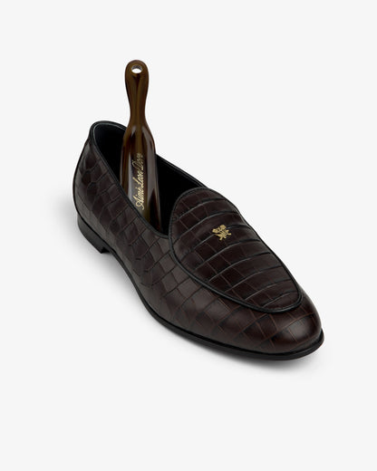 Aimé Leon Dore Espresso Croc-Embossed Crest Salóni Loafer Footwear