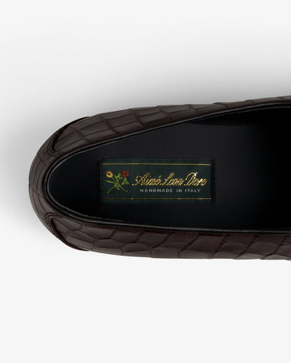 Aimé Leon Dore Espresso Croc-Embossed Crest Salóni Loafer Footwear