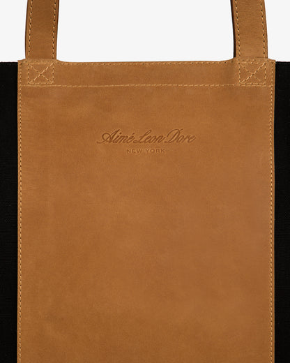 Aimé Leon Dore Jet black Leather Canvas Zip Tote Accessories