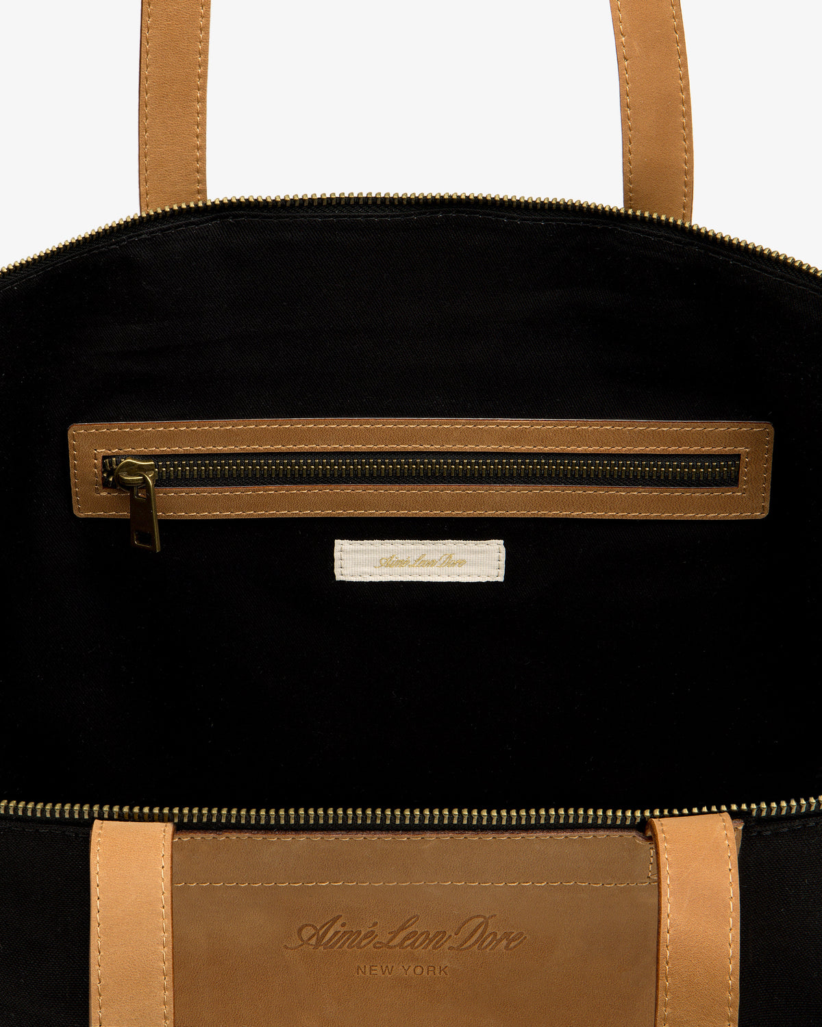 Aimé Leon Dore Jet black Leather Canvas Zip Tote Accessories