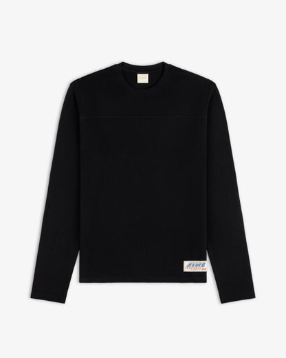 Aimé Leon Dore Jet black Long-Sleeve Mesh Football Tee Clothing