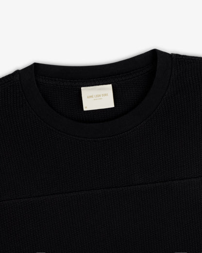 Aimé Leon Dore Jet black Long-Sleeve Mesh Football Tee Clothing