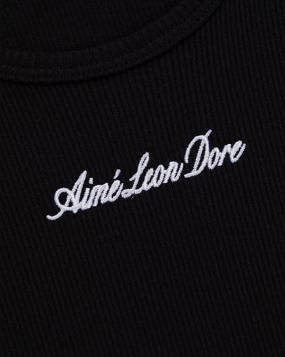 Aimé Leon Dore Jet black Embroidered Logo Tank Top Clothing