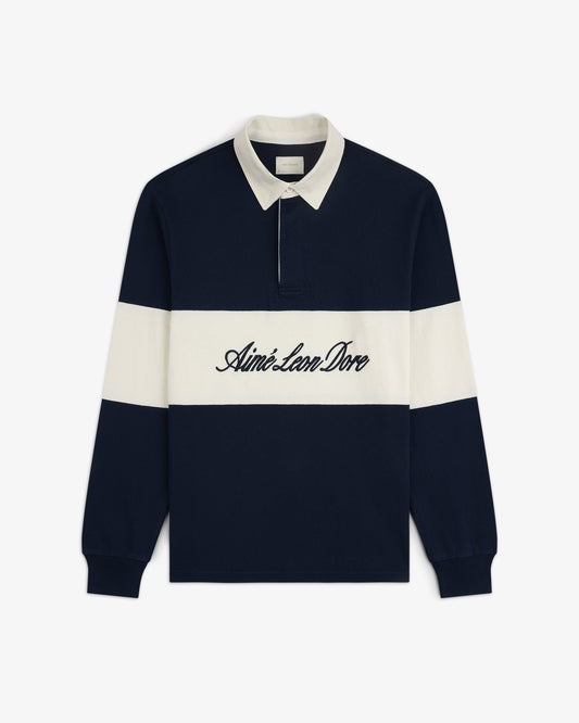 Aimé Leon Dore Navy blazer Script Paneled Rugby Clothing