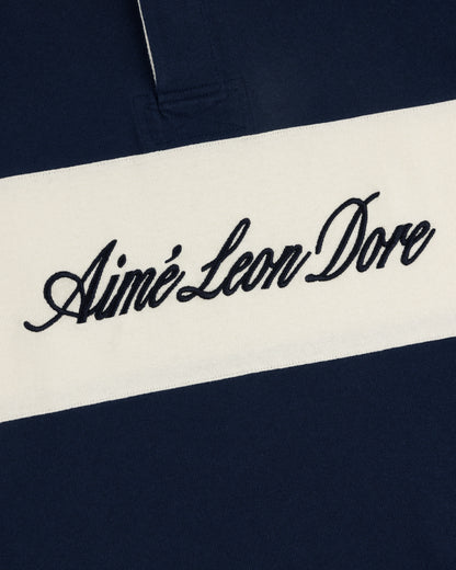 Aimé Leon Dore Navy blazer Script Paneled Rugby Clothing