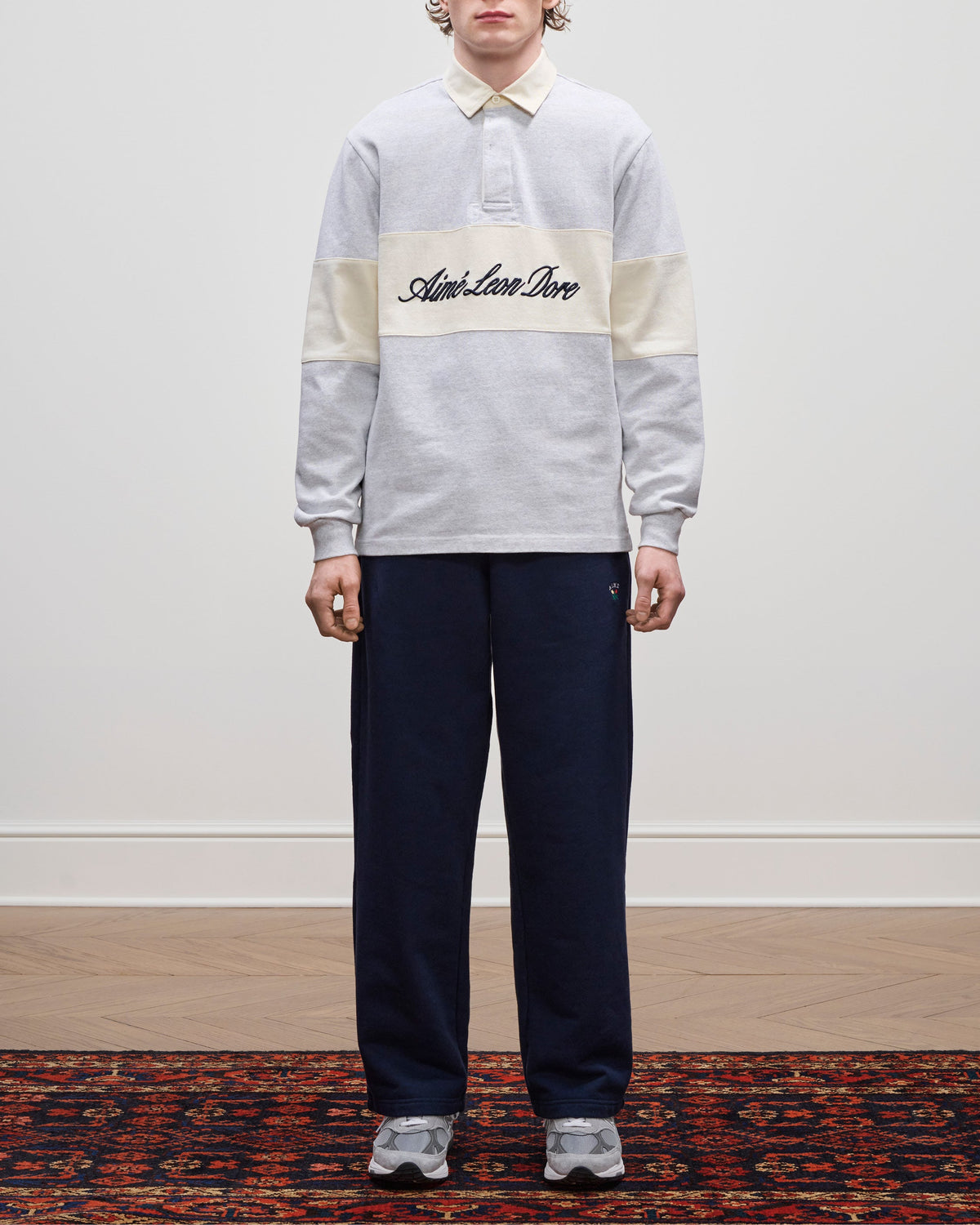 Aimé Leon Dore Silver mix Script Paneled Rugby Clothing