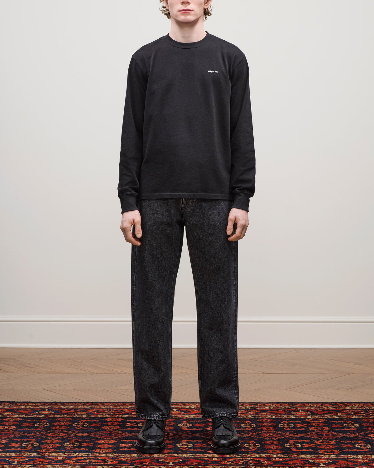 Aimé Leon Dore Jet black Long-Sleeve Micro Logo Tee Clothing
