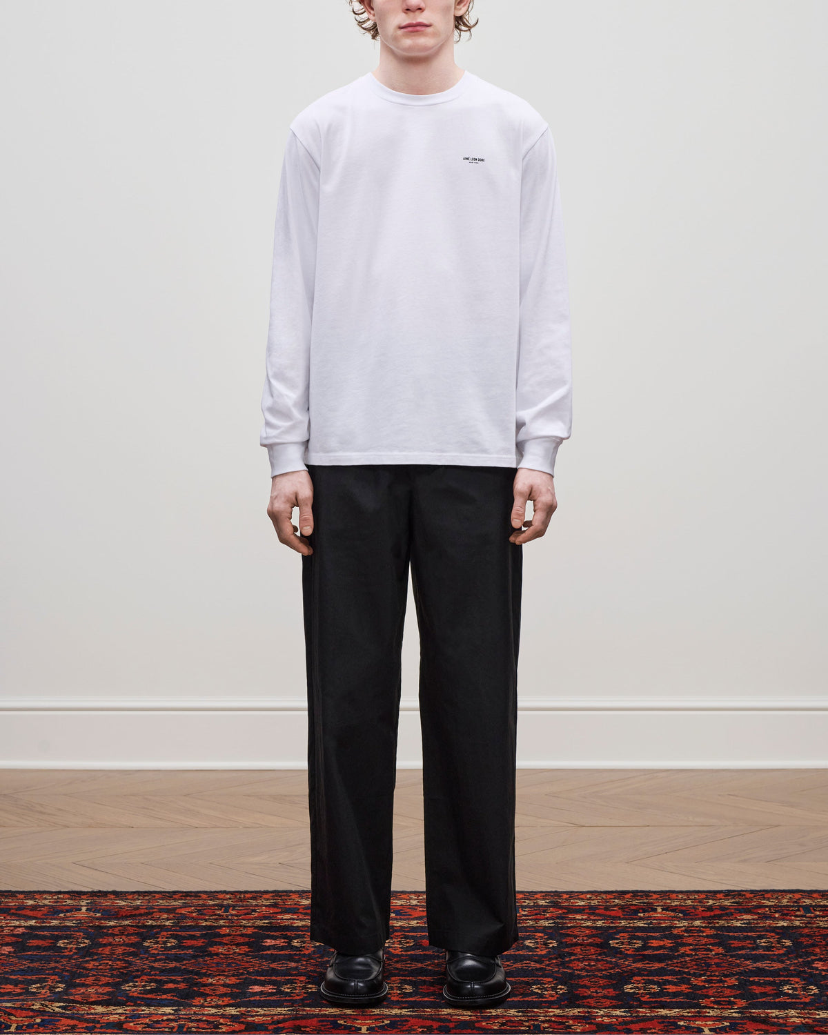 Aimé Leon Dore Bright white Long-Sleeve Micro Logo Tee Clothing