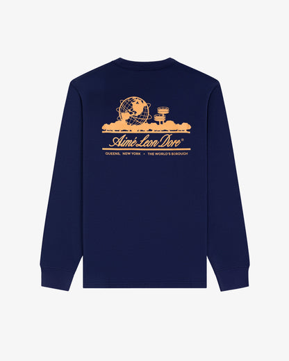 Aimé Leon Dore Evening blue Long-Sleeve Unisphere Tee Clothing