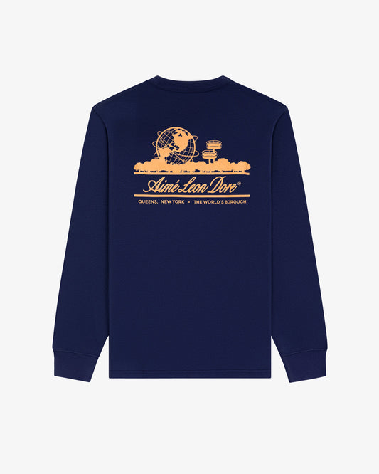Aimé Leon Dore Evening blue Long-Sleeve Unisphere Tee Clothing