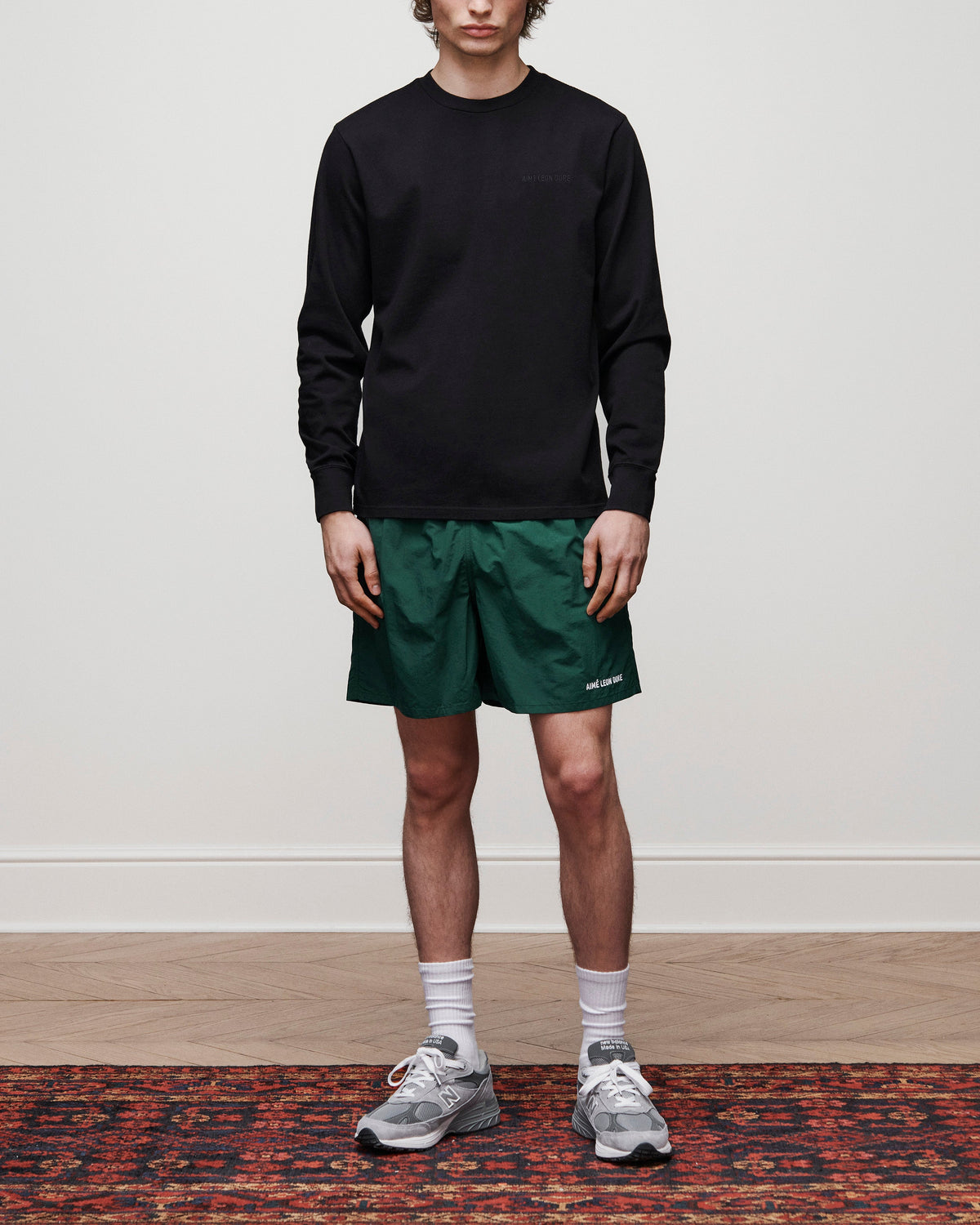 Aimé Leon Dore Jet black Long-Sleeve Tonal Logo Tee Clothing