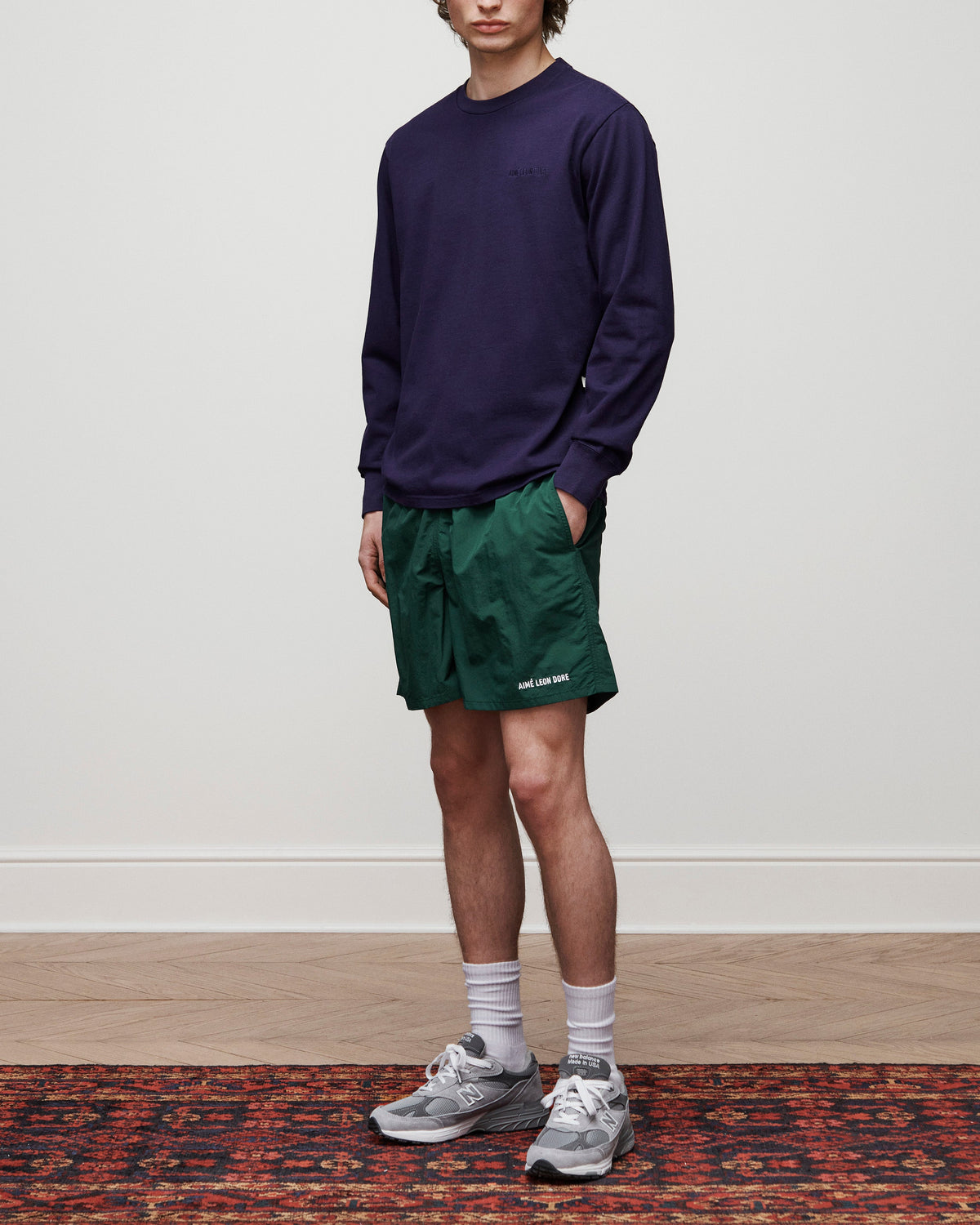 Aimé Leon Dore Evening blue Long-Sleeve Tonal Logo Tee Clothing