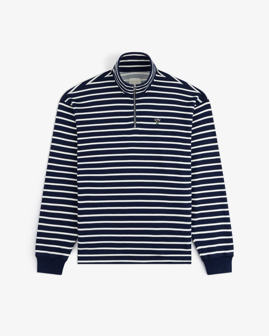 Aimé Leon Dore Navy blazer multi Striped Crest Quarter Zip Clothing