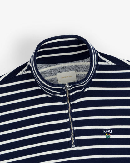 Aimé Leon Dore Navy blazer multi Striped Crest Quarter Zip Clothing