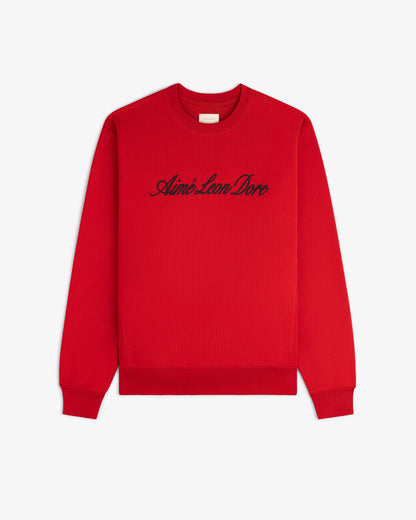 Aimé Leon Dore Equestrian red Vintage Script Crewneck Sweatshirt Clothing