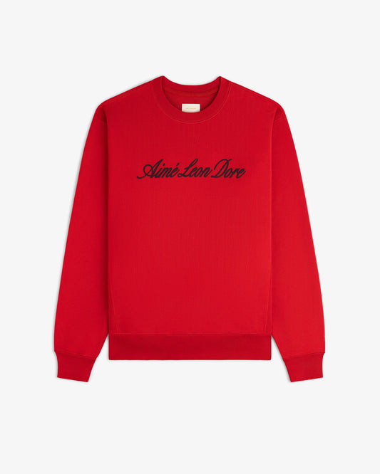 Aimé Leon Dore Equestrian red Vintage Script Crewneck Sweatshirt Clothing