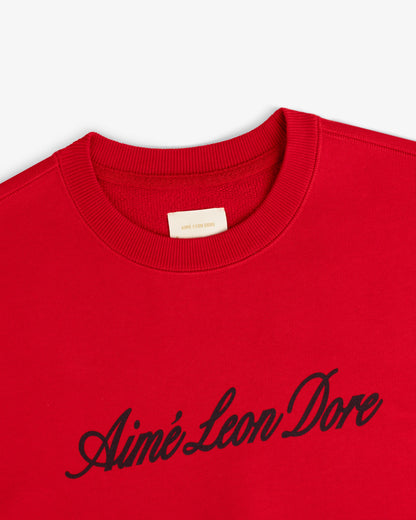Aimé Leon Dore Equestrian red Vintage Script Crewneck Sweatshirt Clothing
