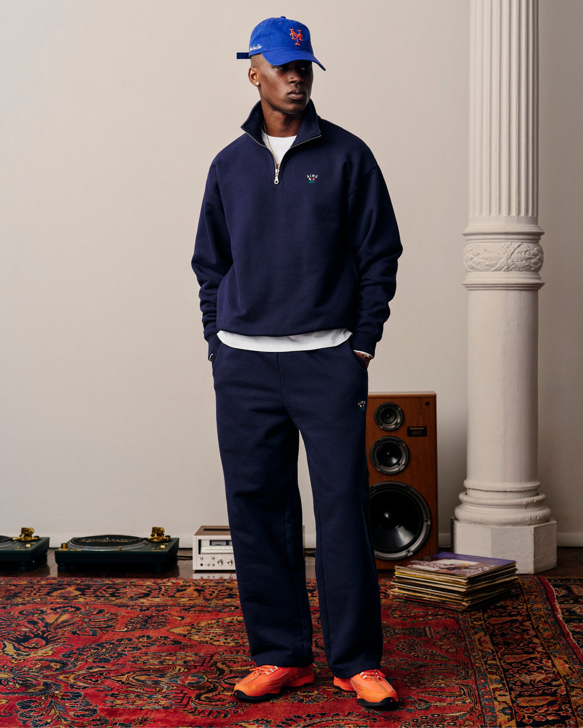 Aimé Leon Dore Navy blazer Crest Quarter Zip Pullover Clothing