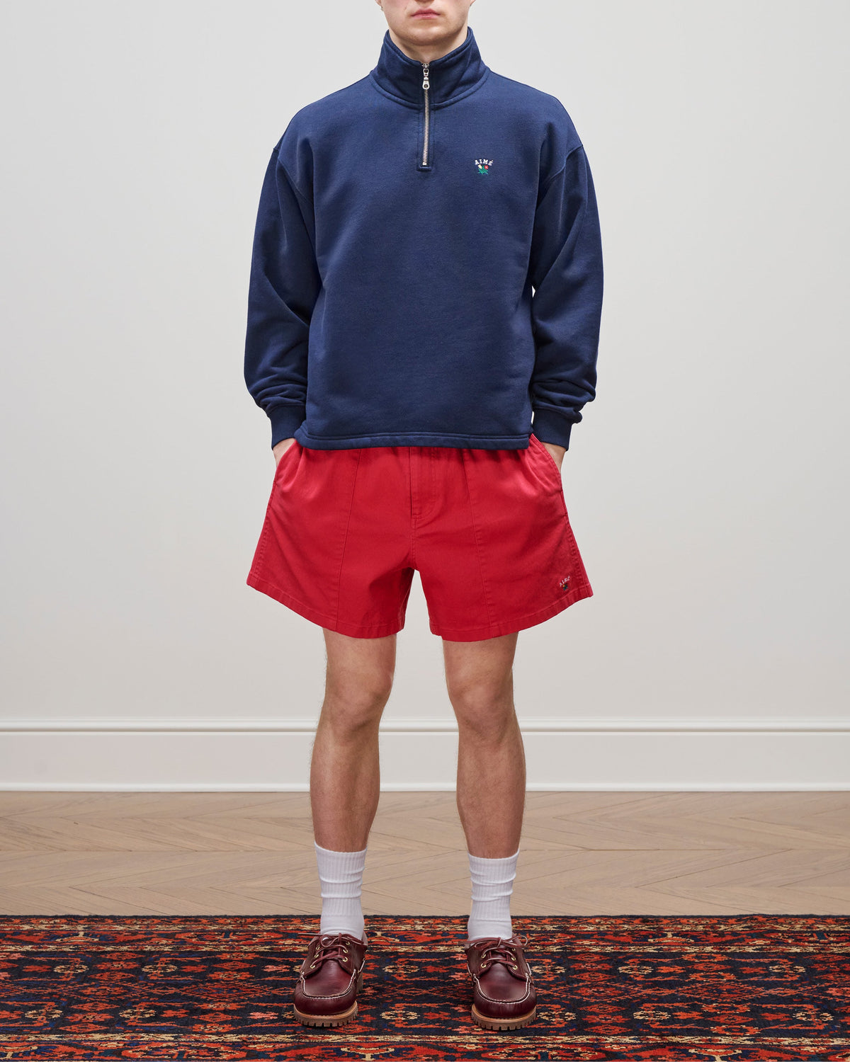 Aimé Leon Dore Navy blazer Crest Quarter Zip Pullover Clothing