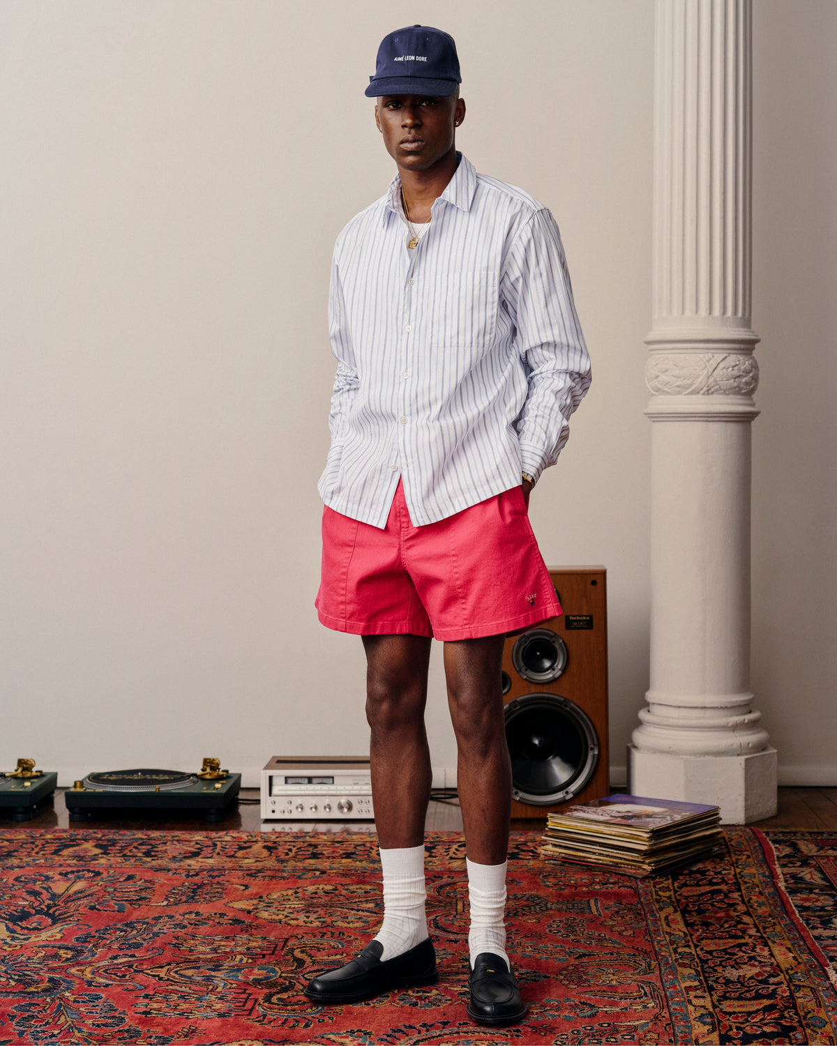 Aimé Leon Dore Blue / navy stripe Poplin Casual Shirt Clothing