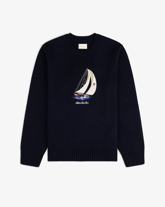 Aimé Leon Dore Navy blazer Regatta Embroidered Crewneck Sweater Clothing