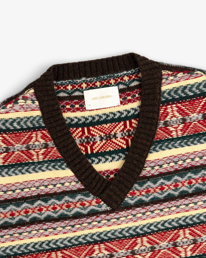 Aimé Leon Dore Evening blue Fair Isle V-Neck Sweater Clothing