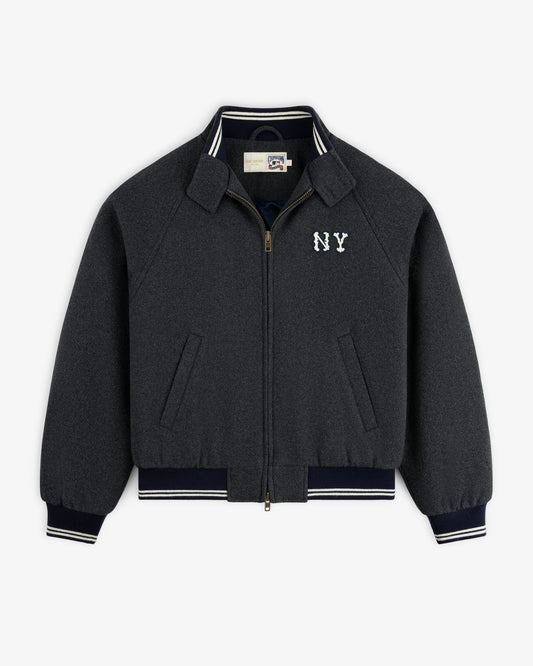 Aimé Leon Dore Charcoal NY Highlanders Wool Varsity Jacket Clothing