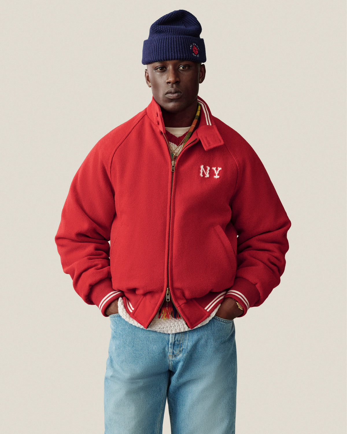 Aimé Leon Dore Equestrian red NY Highlanders Wool Varsity Jacket Clothing
