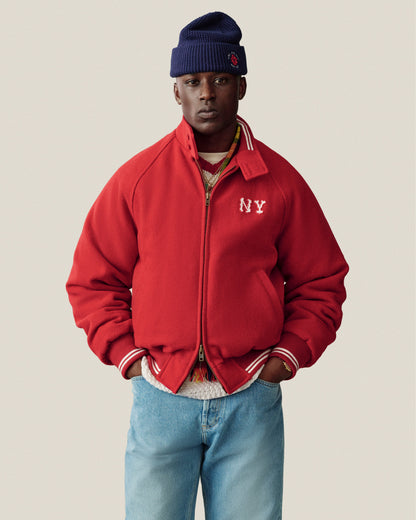 Aimé Leon Dore Equestrian red NY Highlanders Wool Varsity Jacket Clothing