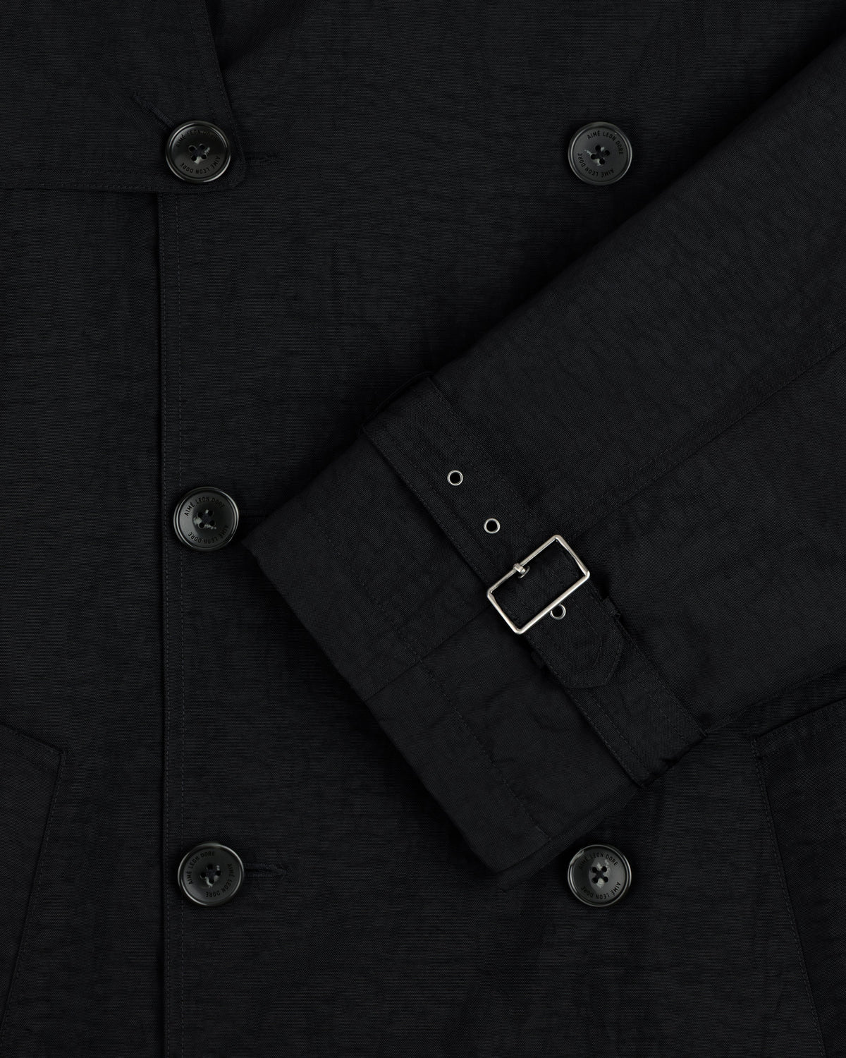 Aimé Leon Dore Evening blue Double Breasted Nylon Trench Coat Clothing