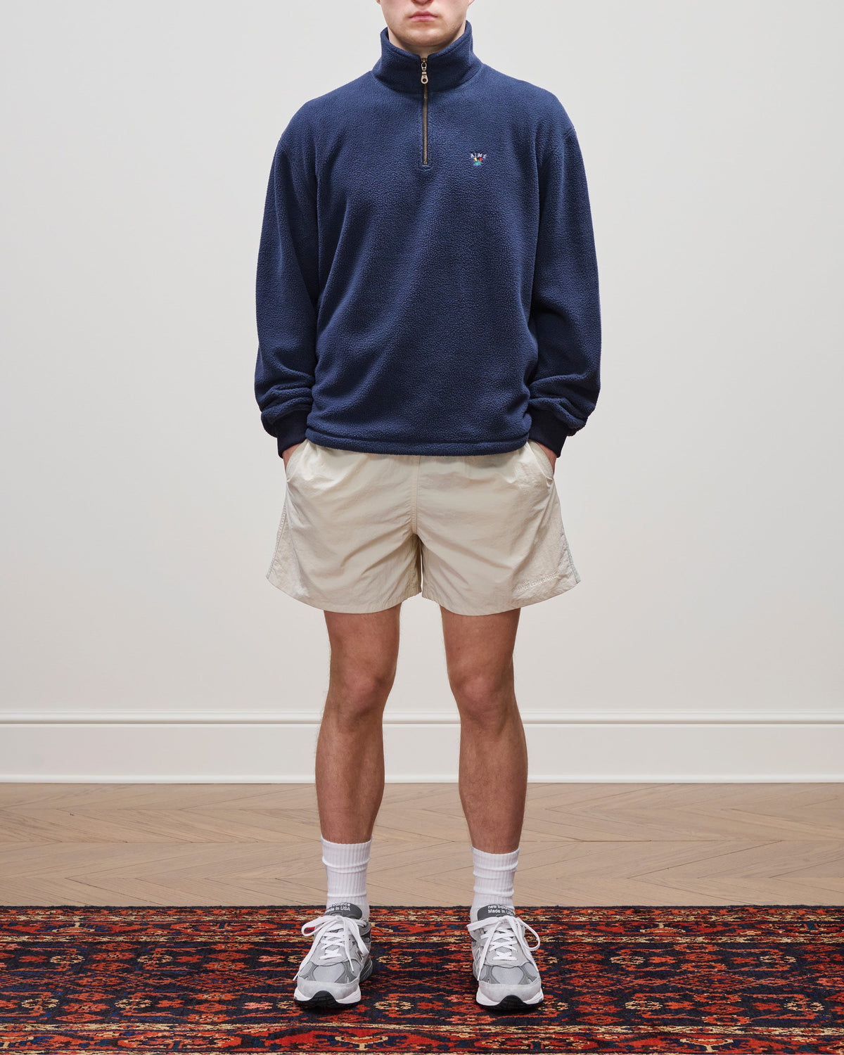 Aimé Leon Dore Navy blazer Crest Quarter-Zip Fleece Pullover Clothing