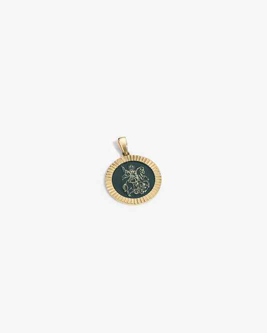 Aimé Leon Dore Evening blue 14Kt Gold Saint George Coin Pendant Jewelry