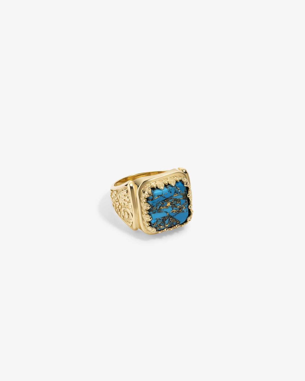Aimé Leon Dore Evening blue 14Kt Gold Turquoise Inlay Ring Jewelry