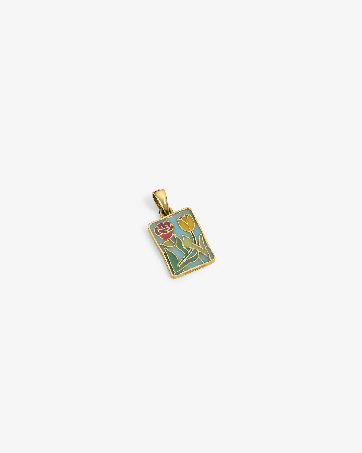 Aimé Leon Dore Evening blue 14Kt Gold Stained Glass Crest Pendant Jewelry