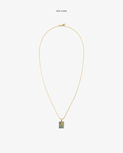 Aimé Leon Dore Evening blue 14Kt Gold Stained Glass Crest Pendant Jewelry