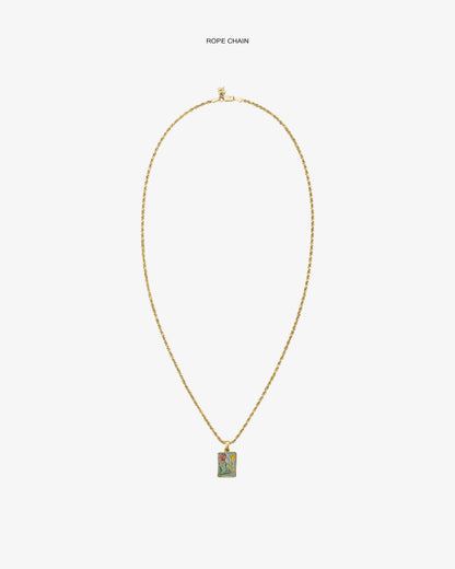 Aimé Leon Dore Evening blue 14Kt Gold Stained Glass Crest Pendant Jewelry