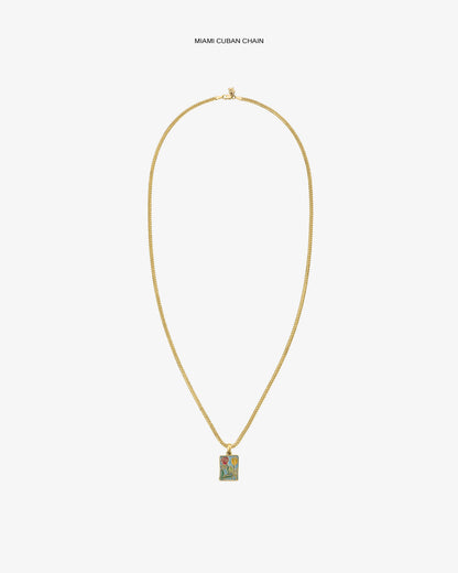Aimé Leon Dore Evening blue 14Kt Gold Stained Glass Crest Pendant Jewelry