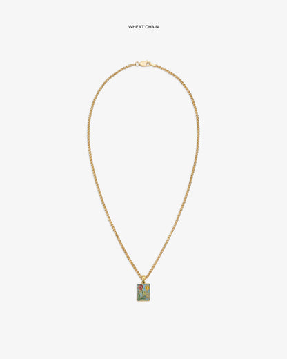 Aimé Leon Dore Evening blue 14Kt Gold Stained Glass Crest Pendant Jewelry