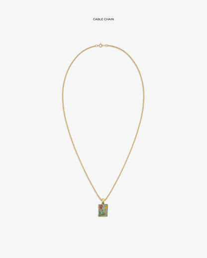 Aimé Leon Dore Evening blue 14Kt Gold Stained Glass Crest Pendant Jewelry