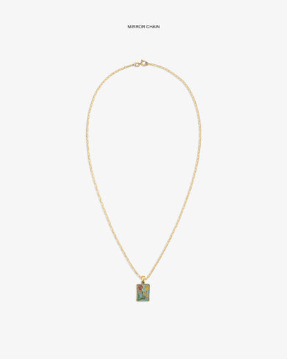 Aimé Leon Dore Evening blue 14Kt Gold Stained Glass Crest Pendant Jewelry