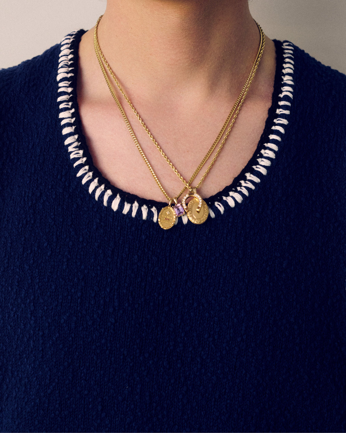 Aimé Leon Dore Evening blue 14Kt Gold Gemstone Pendant Jewelry