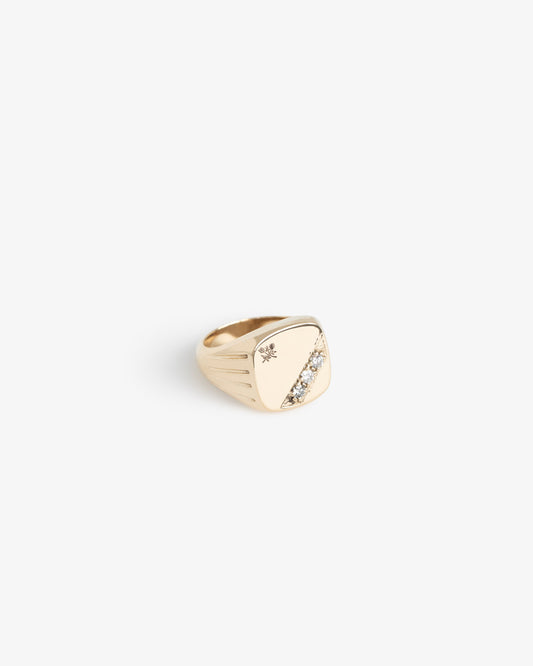 Aimé Leon Dore Evening blue 14Kt Gold Diamond Signet Ring Jewelry