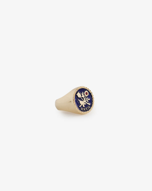 Aimé Leon Dore Evening blue 14Kt Queens Crest Ring Jewelry