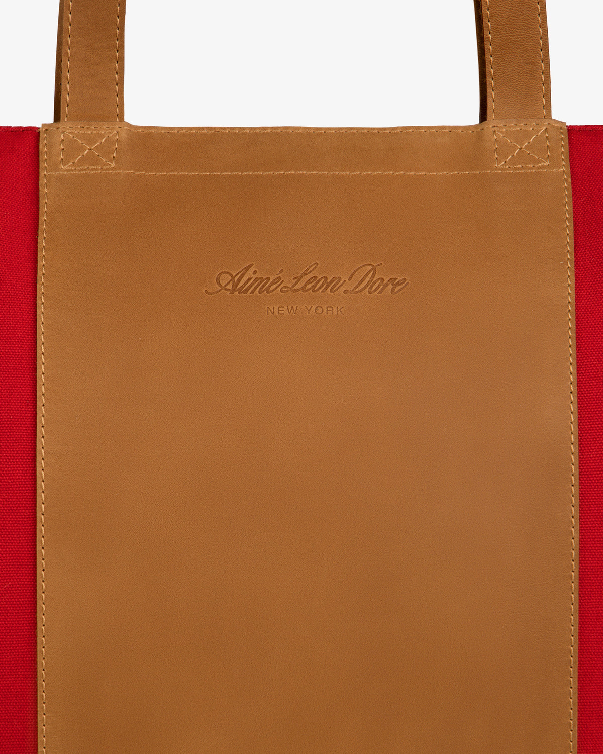 Aimé Leon Dore Equestrian red Leather Canvas Zip Tote Accessories