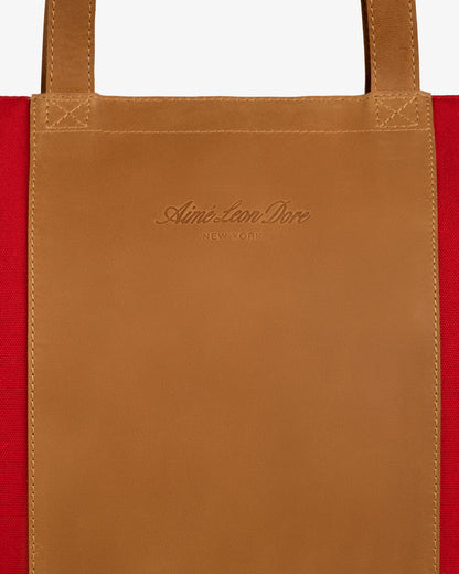 Aimé Leon Dore Equestrian red Leather Canvas Zip Tote Accessories