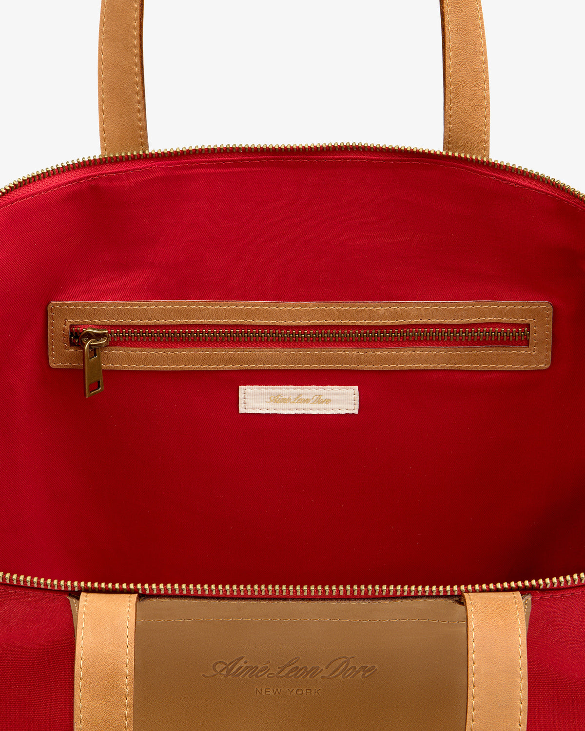 Aimé Leon Dore Equestrian red Leather Canvas Zip Tote Accessories
